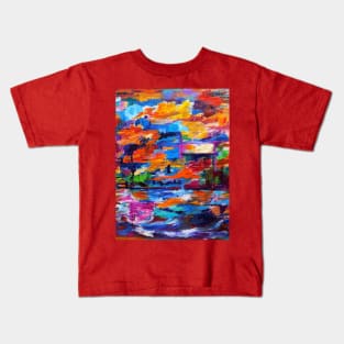 Red Abstract Landscape Kids T-Shirt